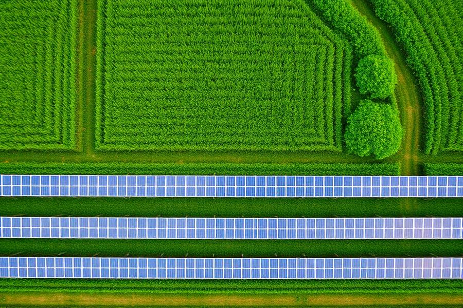Aerial view of solar field
